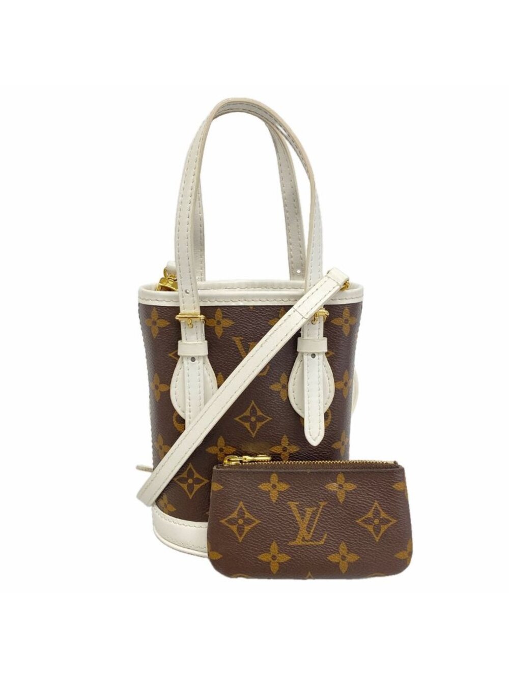Louis Vuitton Handbag Monogram Nano Bucket Brown White 2-Way Bag